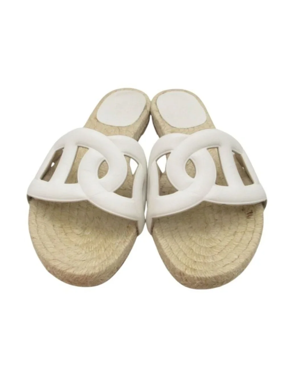 Hermes Sandals Famosa Chaine D'ancre Motif Leather Espadrilles Jute Shoes